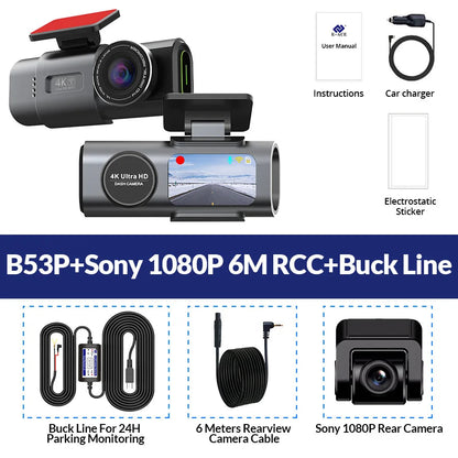 Dash Cam 4K UHD Recording Car Camera DVR Night Vision Video Recorder Built-In Wi-Fi Support GPS 24H Parking - Winter Seller Hub
