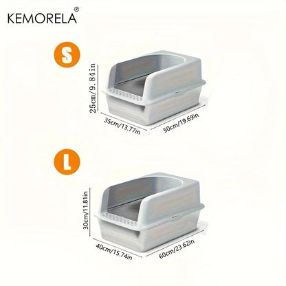 Stainless Steel Semi-Closed Cat Litter Box – Hygienic, Odor-Resistant (YS-9948) - Winter Seller Hub