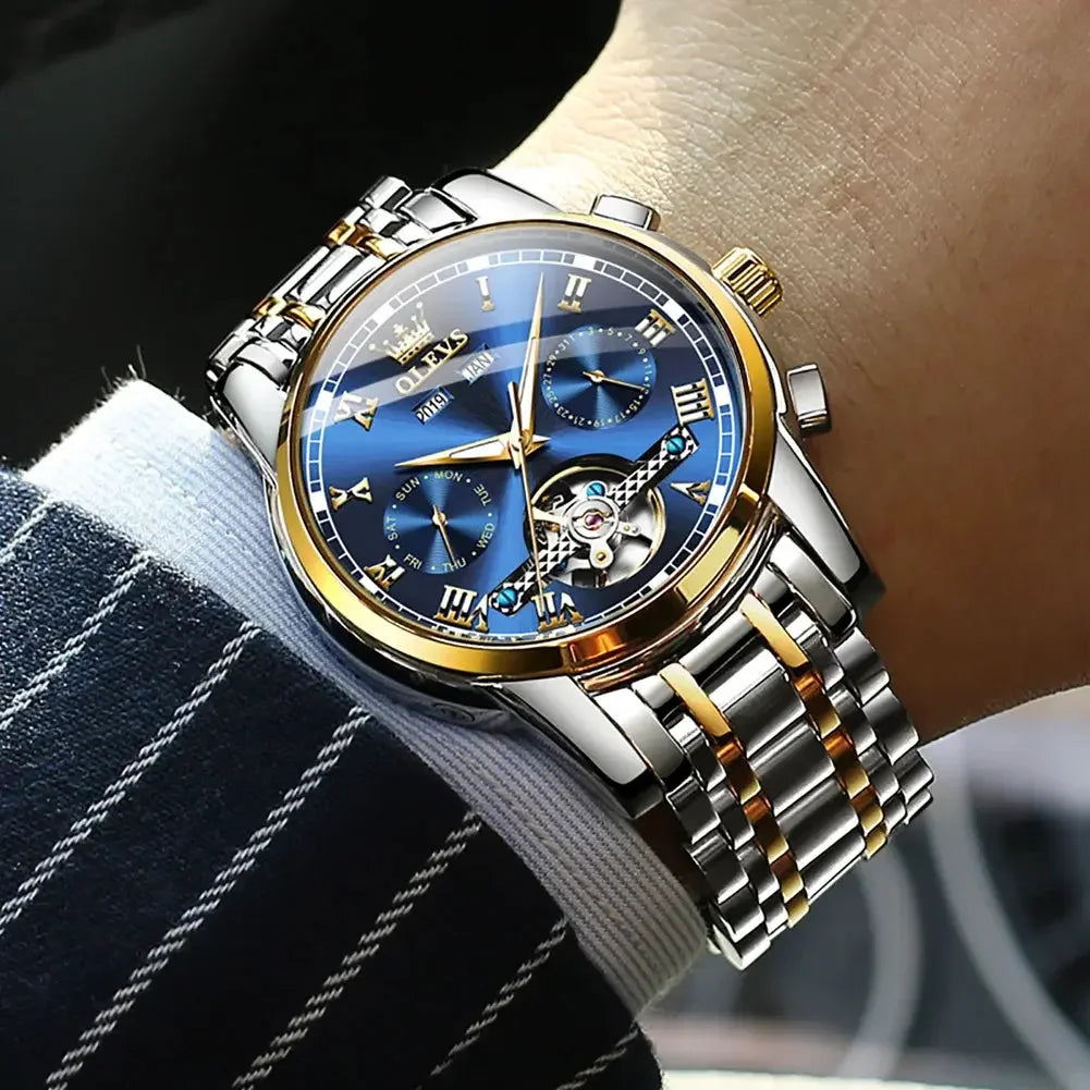 Men’s Automatic Mechanical Stainless Steel Skeleton Watch - Winter Seller Hub
