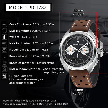 PAGANI DESIGN PD-1782 Quartz Chronograph – Sapphire, 10 Bar, Leather - Winter Seller Hub