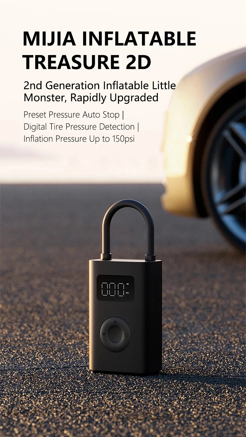 XIAOMI MIJIA Portable Air Pump – Rechargeable Cordless Inflator for Tires & Sports Balls - Winter Seller Hub