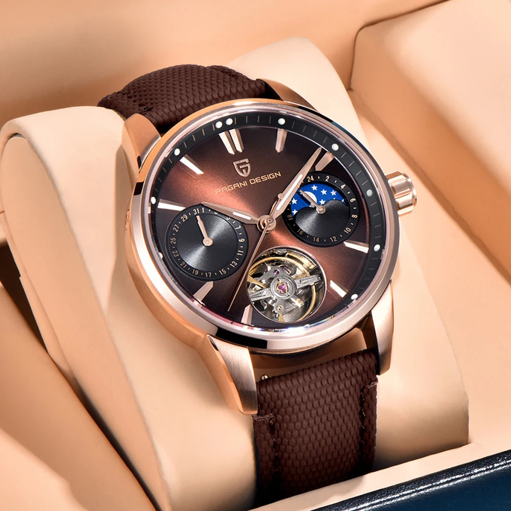 PAGANI DESIGN PD-YS021 Quartz Watch – Leather, Luminous, 10Bar Water-Resistant - Winter Seller Hub