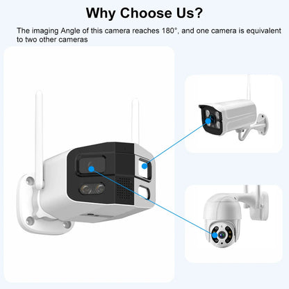 Tuya Smart 8MP Dual-Lens Large wide 180°Security Outdoor WiFi Camera With Color Night Vision Siren 2-Way Talk Waterproof IP Cam - Winter Seller Hub