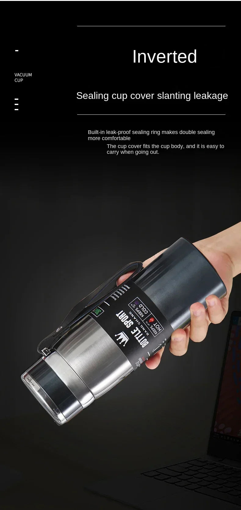 1L Insulated Stainless Steel Water Bottle – Vacuum, Hot/Cold, Leakproof - Winter Seller Hub