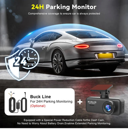 Soam 4K Ultra HD Dash Cam Car DVR Recorder Front and Rear Cam 170° wide Angle WIFI GPS Car Camera WDR Night Vision APP control - Winter Seller Hub