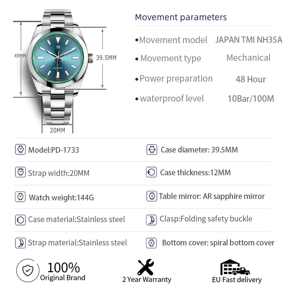 Z-Blue Dial Men’s Automatic Mechanical Watch - Winter Seller Hub