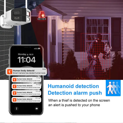 Tuya Smart 8MP Dual-Lens Large wide 180°Security Outdoor WiFi Camera With Color Night Vision Siren 2-Way Talk Waterproof IP Cam - Winter Seller Hub