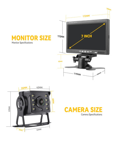 MJDOUD AHD 1080P Rear View Camera with Monitor 7" Screen 12-24V Night Vision Waterproof Front Reversing Set for Truck Parking - Winter Seller Hub