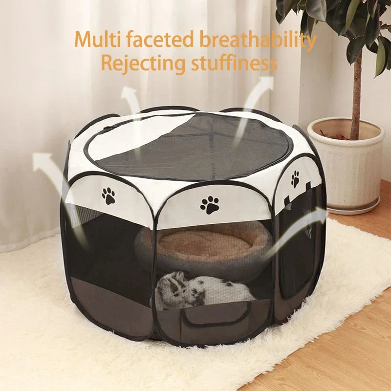 Foldable Pet Playpen – Octagonal Oxford Tent for Cats & Small Dogs - Winter Seller Hub