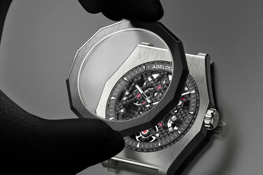 AGELOCER 6001A1-R Automatic Skeleton Watch – Sapphire, 5 Bar - Winter Seller Hub