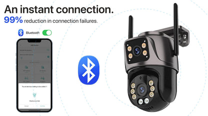 4K 8MP HD Wifi PTZ Camera Outdoor 4MP Dual Lens Dual Screen AI Auto Tracking IP Camera CCTV Audio Video Surveillance P2P iCSee - Winter Seller Hub