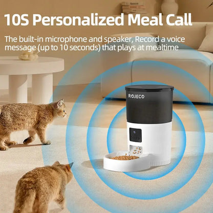 ROJECO Smart Cat Feeder – Rechargeable, 100–300g, EU Plug - Winter Seller Hub