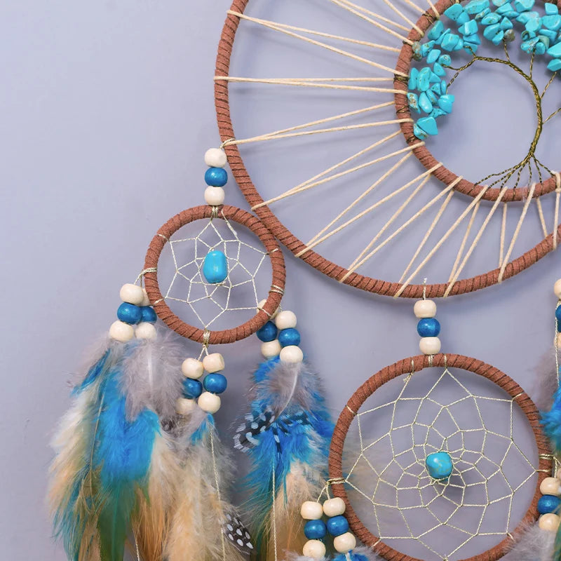 Tree of Life Dream Catcher Wind Chime – Natural Stone Wall Hanging - Winter Seller Hub