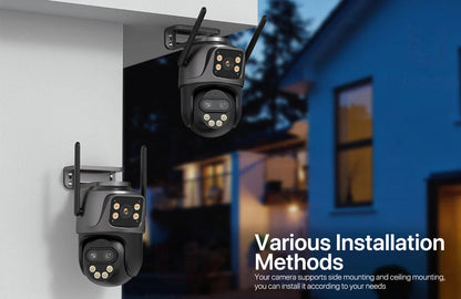 6K 9MP HD IP Camera Outdoor Three-Lens External WiFi Camera 4K/2K Dual Screen Security PTZ Cam Auto Tracking Surveillance iCSee - Winter Seller Hub