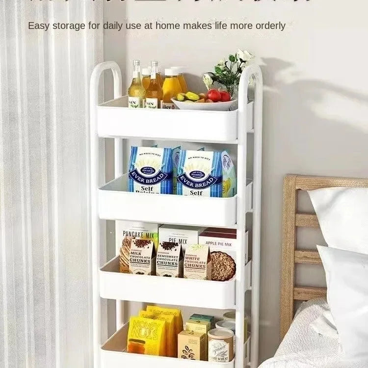 Multi-level Stroller Storage Rack for Kitchen Bedroom Bathroom Mobile Toilet Floor-to-ceiling Organizer with Snacks Holder Winter Seller Hub