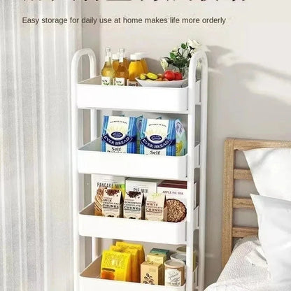 Multi-level Stroller Storage Rack for Kitchen Bedroom Bathroom Mobile Toilet Floor-to-ceiling Organizer with Snacks Holder Winter Seller Hub