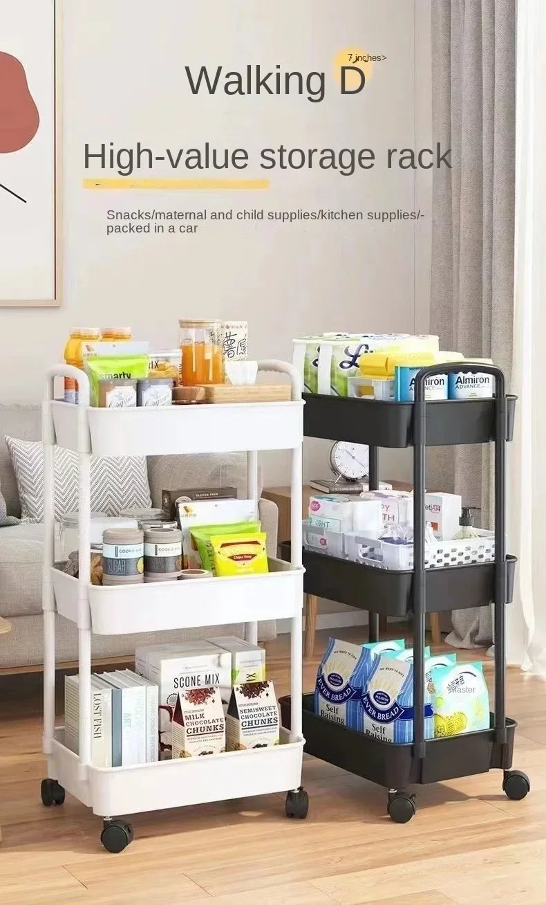 Multi-level Stroller Storage Rack for Kitchen Bedroom Bathroom Mobile Toilet Floor-to-ceiling Organizer with Snacks Holder Winter Seller Hub