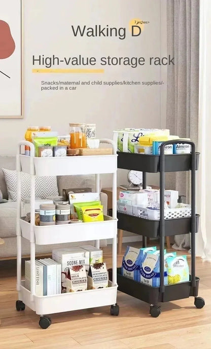 Multi-level Stroller Storage Rack for Kitchen Bedroom Bathroom Mobile Toilet Floor-to-ceiling Organizer with Snacks Holder Winter Seller Hub
