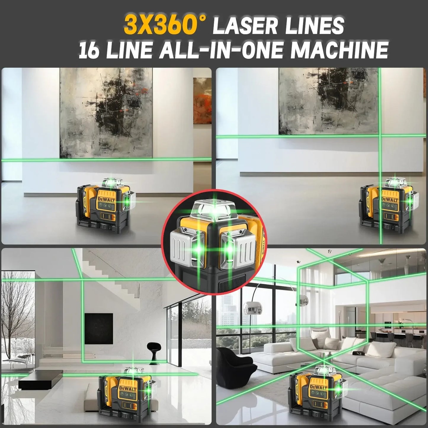 DEWALT DW089LG 12V MAX — 3×360° Self-Leveling Green Line Laser (IP65) - Winter Seller Hub