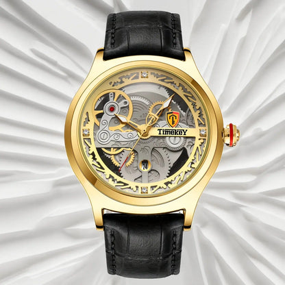 Timekey Luxury Quartz Watch – Leather Strap, Complete Calendar, 3 Bar - Winter Seller Hub