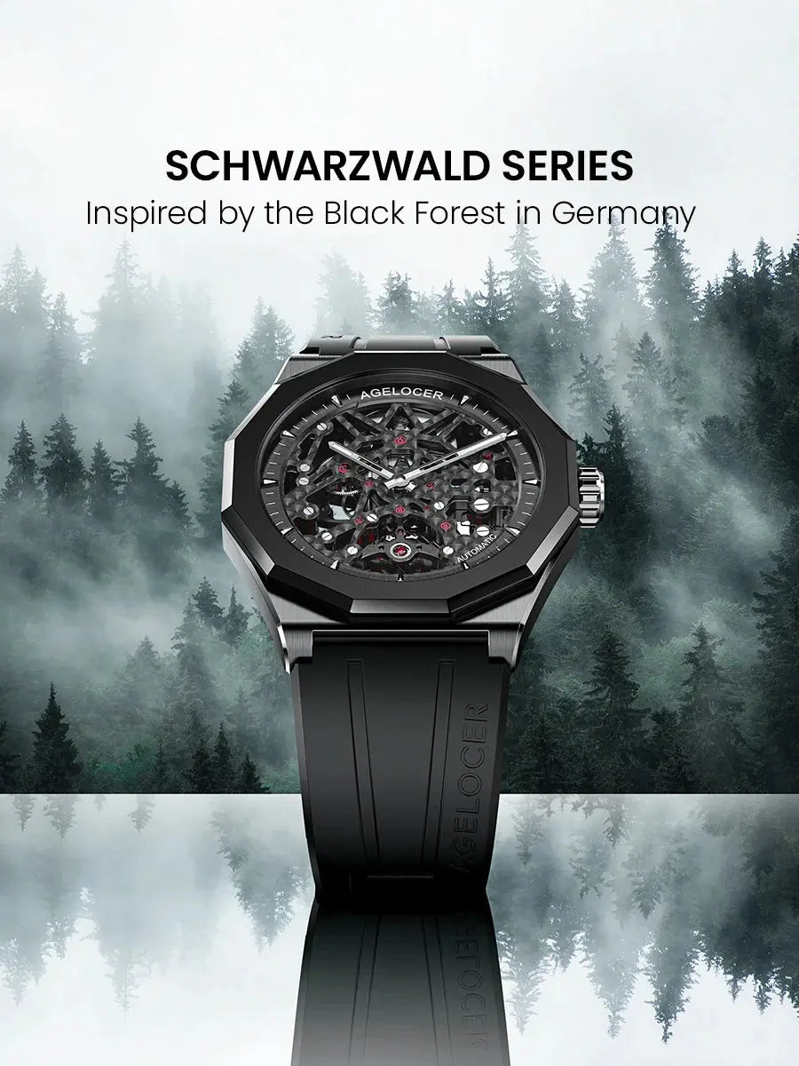 AGELOCER 6001A1-R Automatic Skeleton Watch – Sapphire, 5 Bar - Winter Seller Hub