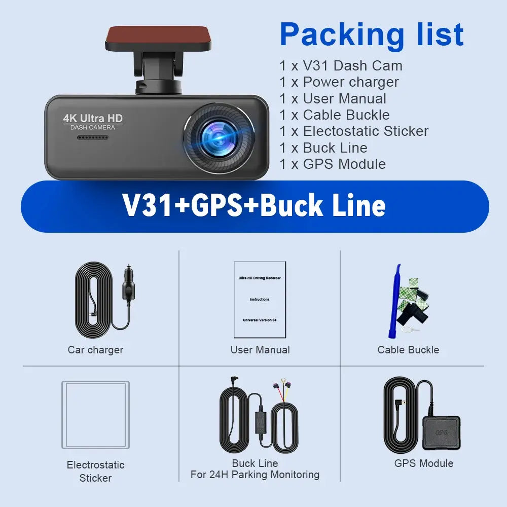 Soam 4K Ultra HD Dash Cam Car DVR Recorder Front and Rear Cam 170° wide Angle WIFI GPS Car Camera WDR Night Vision APP control - Winter Seller Hub