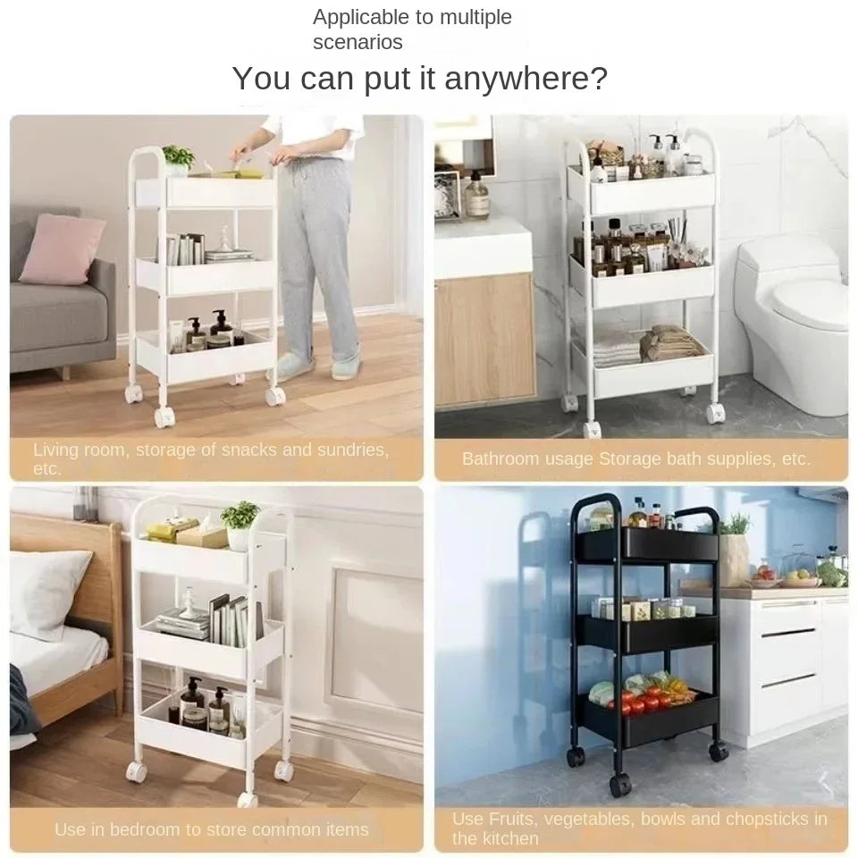 Multi-level Stroller Storage Rack for Kitchen Bedroom Bathroom Mobile Toilet Floor-to-ceiling Organizer with Snacks Holder Winter Seller Hub