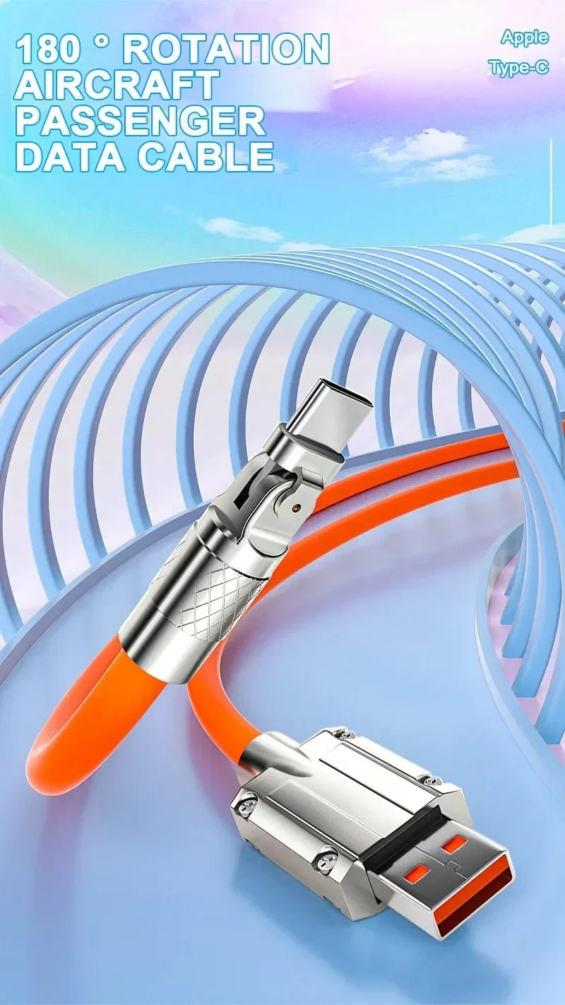 120W 7A Fast Charge USB Type C Cable 180 Degree Rotation Elbow Cable for Game for Xiaomi Redmi Honor Phone Charger USB C Cable - Winter Seller Hub