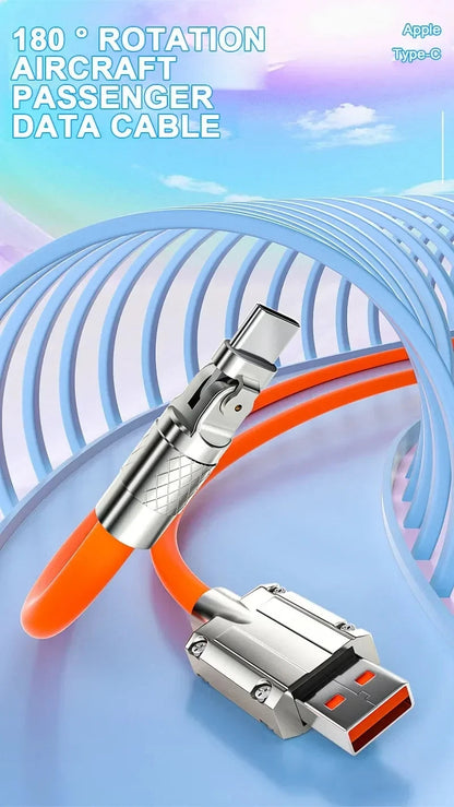 120W 7A Fast Charge USB Type C Cable 180 Degree Rotation Elbow Cable for Game for Xiaomi Redmi Honor Phone Charger USB C Cable - Winter Seller Hub