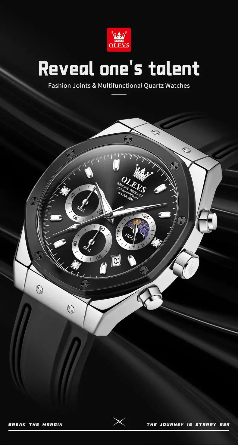 OLEVS 9911 Quartz Watch – Silicone Band, Luminous, 3 Bar - Winter Seller Hub