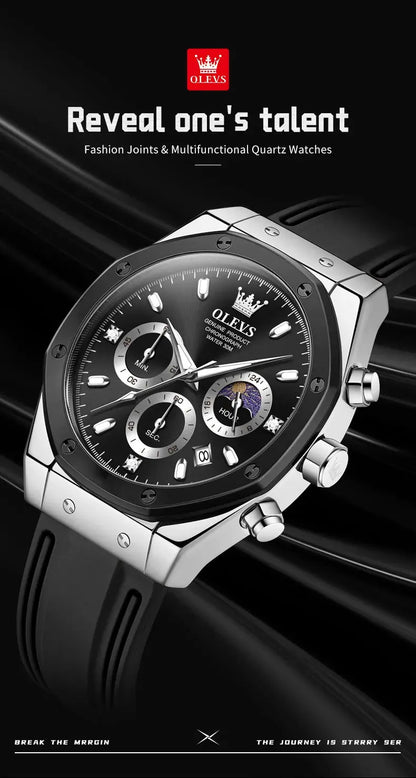 OLEVS 9911 Quartz Watch – Silicone Band, Luminous, 3 Bar - Winter Seller Hub