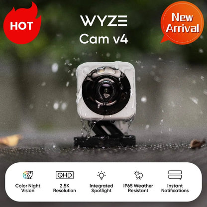 Wyze Cam v4, 2K Wi-Fi Smart Home Security Camera, Indoor/Outdoor Pet/Baby Monitor, Motion Activated Spotlight/Siren, 2-Way Audio - Winter Seller Hub