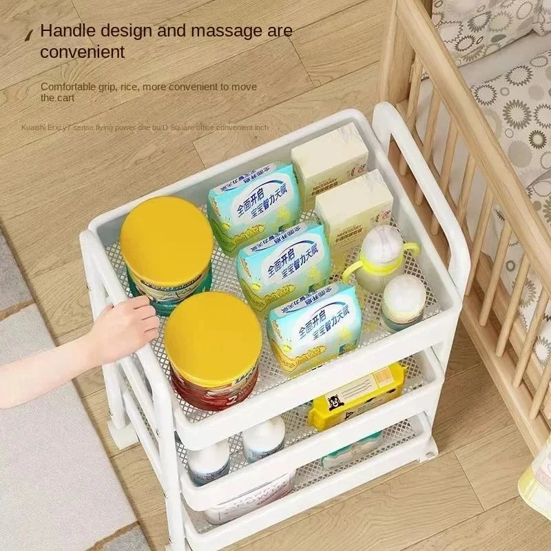 Multi-level Stroller Storage Rack for Kitchen Bedroom Bathroom Mobile Toilet Floor-to-ceiling Organizer with Snacks Holder Winter Seller Hub