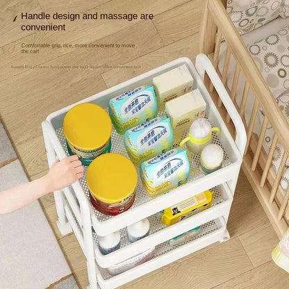 Multi-level Stroller Storage Rack for Kitchen Bedroom Bathroom Mobile Toilet Floor-to-ceiling Organizer with Snacks Holder Winter Seller Hub