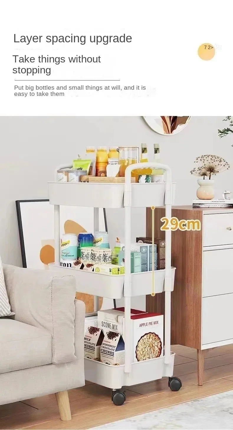 Multi-level Stroller Storage Rack for Kitchen Bedroom Bathroom Mobile Toilet Floor-to-ceiling Organizer with Snacks Holder Winter Seller Hub