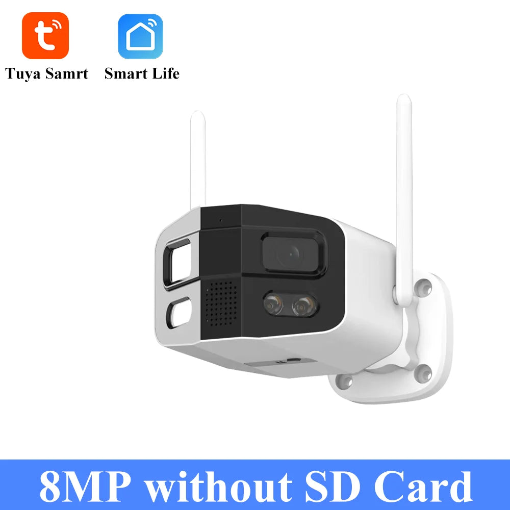 Tuya Smart 8MP Dual-Lens Large wide 180°Security Outdoor WiFi Camera With Color Night Vision Siren 2-Way Talk Waterproof IP Cam - Winter Seller Hub