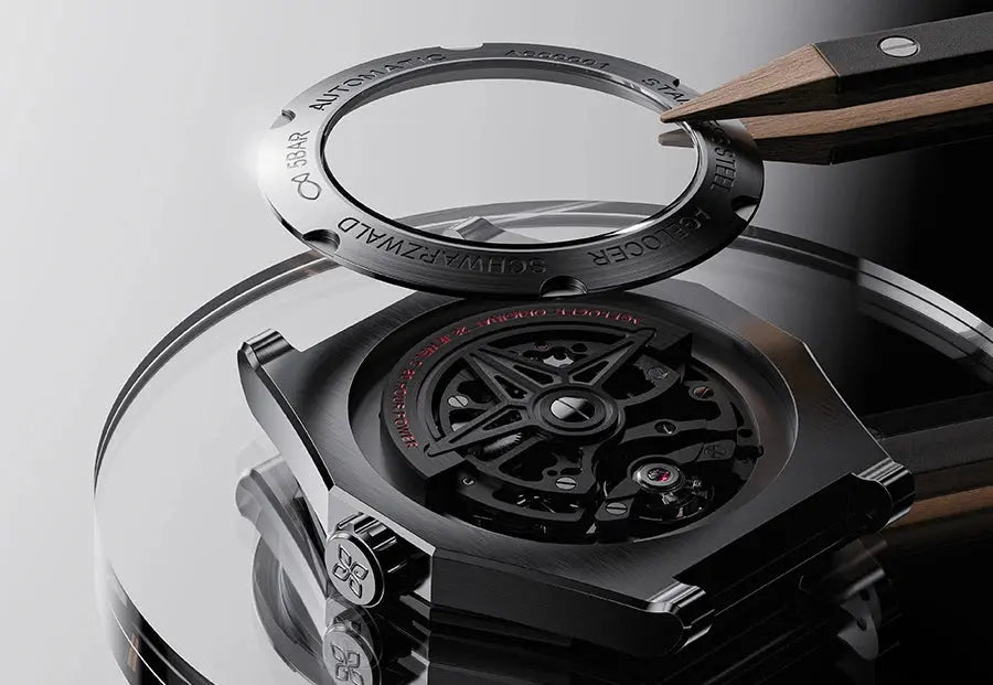 AGELOCER 6001A1-R Automatic Skeleton Watch – Sapphire, 5 Bar - Winter Seller Hub