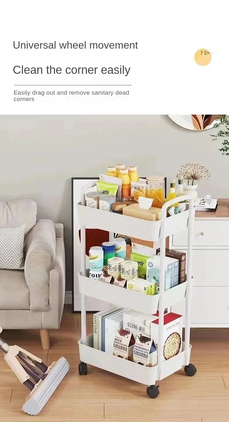 Multi-level Stroller Storage Rack for Kitchen Bedroom Bathroom Mobile Toilet Floor-to-ceiling Organizer with Snacks Holder Winter Seller Hub