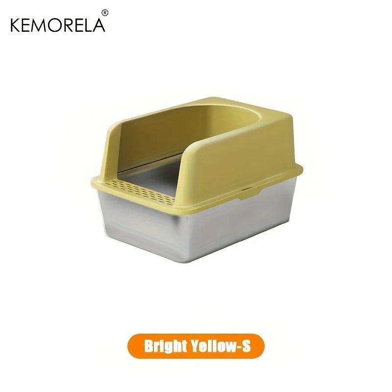Stainless Steel Semi-Closed Cat Litter Box – Hygienic, Odor-Resistant (YS-9948) - Winter Seller Hub