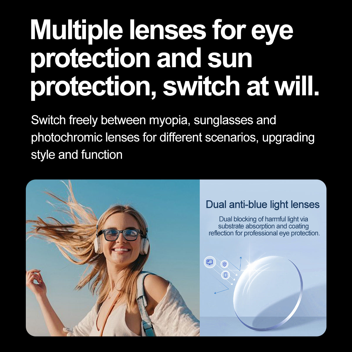 AI Smart Glasses with Camera | Bluetooth Music, Video & ChatGPT Voice Control