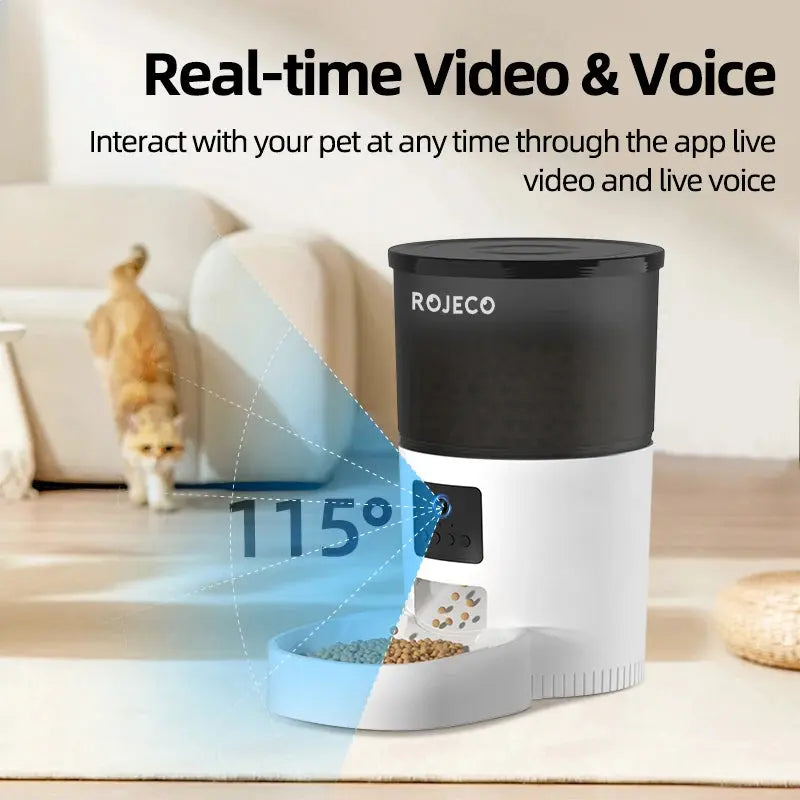 ROJECO Smart Cat Feeder – Rechargeable, 100–300g, EU Plug - Winter Seller Hub