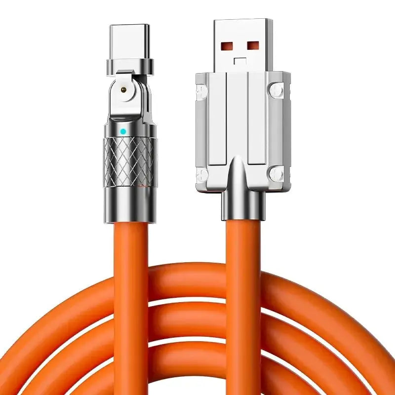 120W 7A Fast Charge USB Type C Cable 180 Degree Rotation Elbow Cable for Game for Xiaomi Redmi Honor Phone Charger USB C Cable - Winter Seller Hub