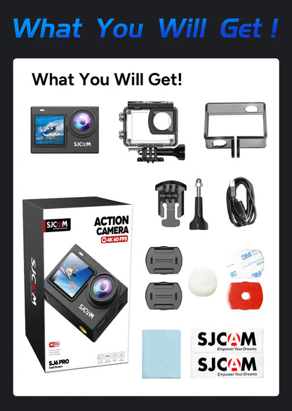 SJCAM SJ6 Pro 4K 60FPS Dual Screen Action Camera Waterproof Touch Screen Sport Cam WiFi Night Vision 6-Axis Gyro Stabilization - Winter Seller Hub