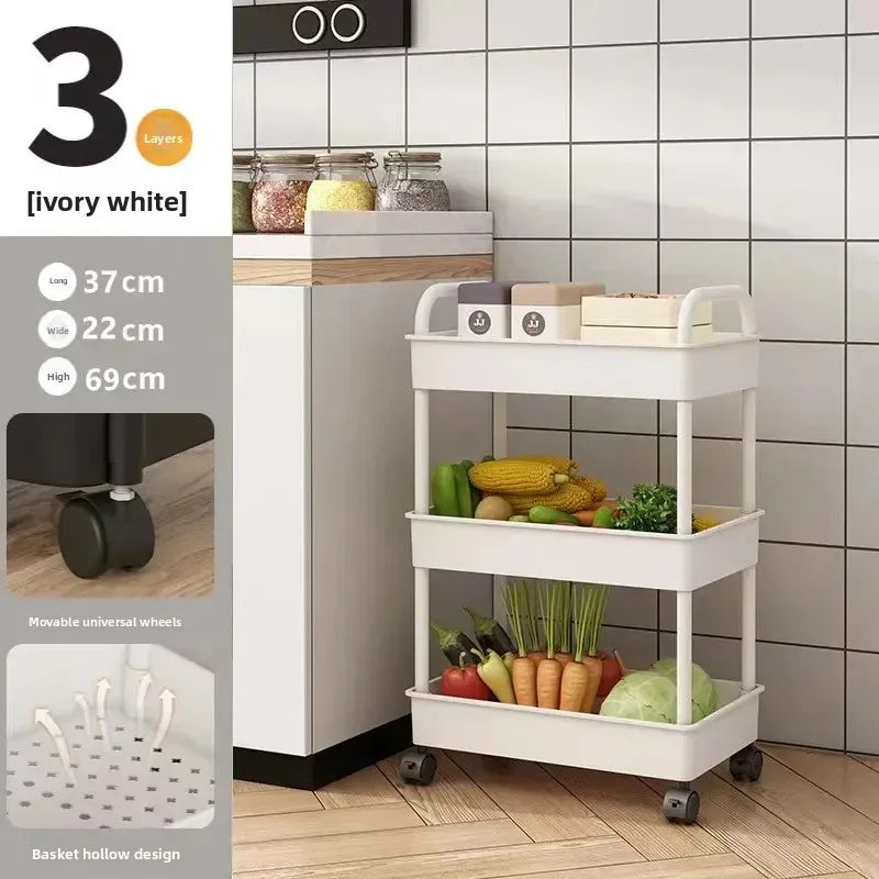 Multi-level Stroller Storage Rack for Kitchen Bedroom Bathroom Mobile Toilet Floor-to-ceiling Organizer with Snacks Holder Winter Seller Hub