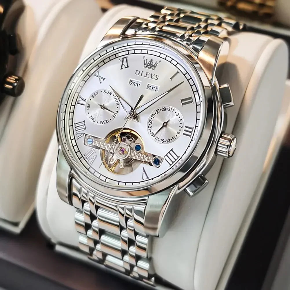 Men’s Automatic Mechanical Stainless Steel Skeleton Watch - Winter Seller Hub
