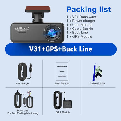 Soam 4K Ultra HD Dash Cam Car DVR Recorder Front and Rear Cam 170° wide Angle WIFI GPS Car Camera WDR Night Vision APP control - Winter Seller Hub