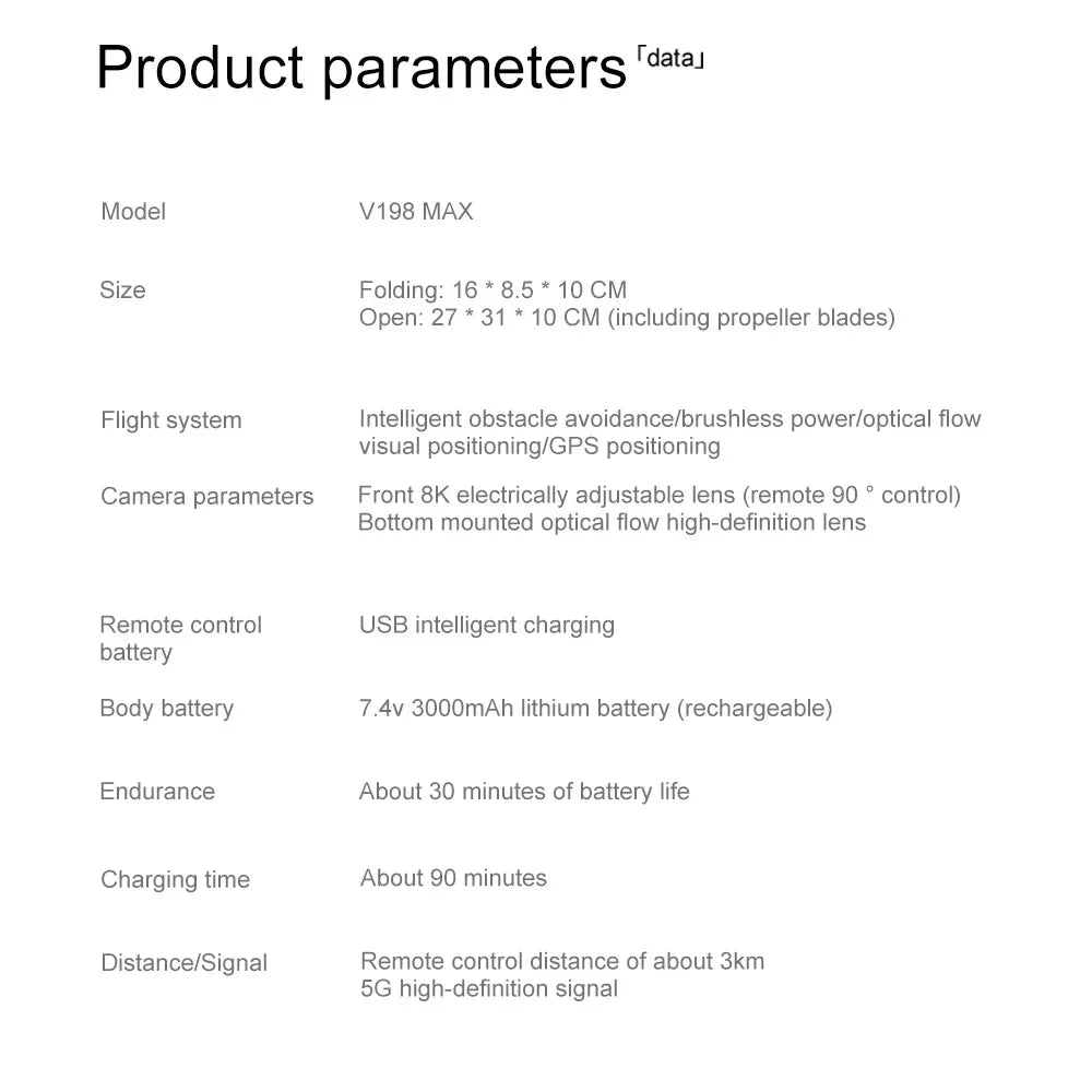 New For Xiaomi V198 GPS MAX Drone with 8k professional HD camera 5G WiFi Brushless laser barrier avoidance Folding quadcopter - Winter Seller Hub