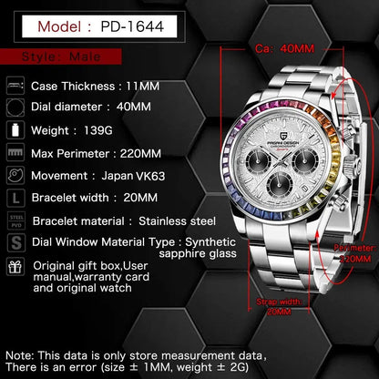 PAGANI DESIGN PD-1644 Quartz Watch – Stainless Steel, Luxury, Water-Resistant - Winter Seller Hub