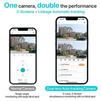 4K 8MP HD Wifi PTZ Camera Outdoor 4MP Dual Lens Dual Screen AI Auto Tracking IP Camera CCTV Audio Video Surveillance P2P iCSee - Winter Seller Hub