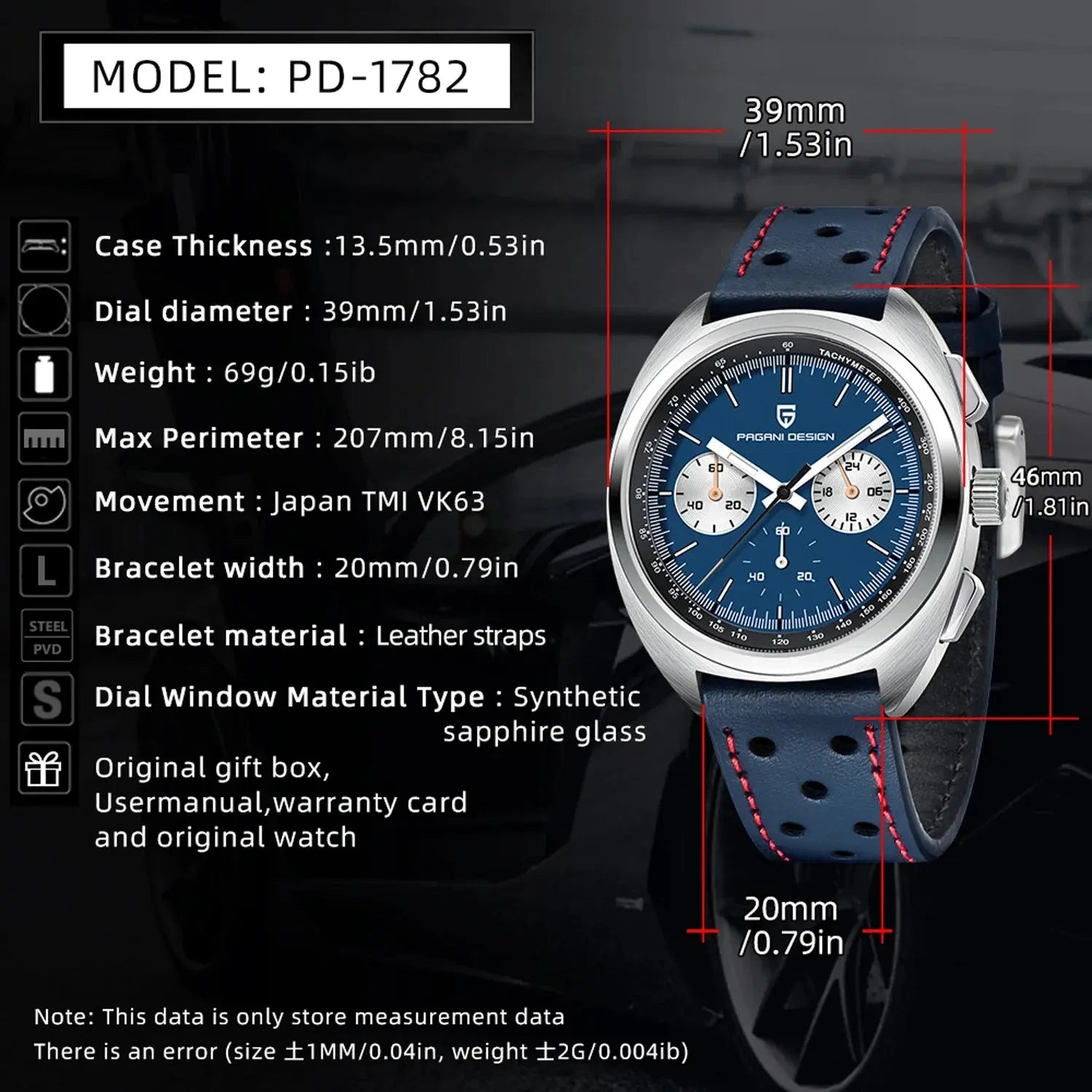 PAGANI DESIGN PD-1782 Quartz Chronograph – Sapphire, 10 Bar, Leather - Winter Seller Hub